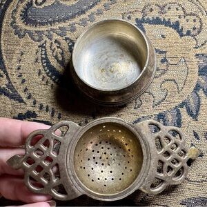 Ornate Antique Silver Tea Strainer for Kitchen
